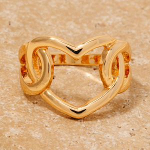 Metallic Heart Link Band Ring