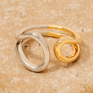 Two Tone Looped Open Band Ring