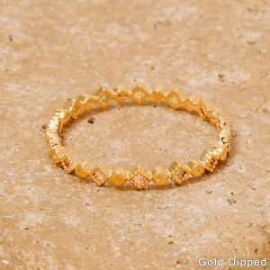 Gold Dipped Cz Station Band Ring