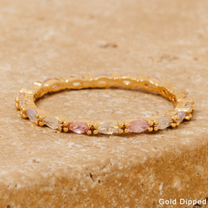 Gold Dipped Cz Oval Gems Station Band Ring