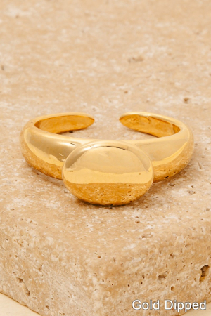 Bold Metallic Oval Ball Ring
