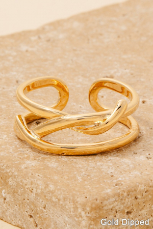 Gold Dipped Layered Twisted Open Band Ring