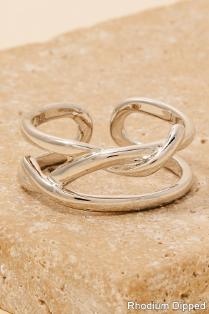 Gold Dipped Layered Twisted Open Band Ring