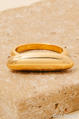 Gold Dipped Long Oval Top Band Ring