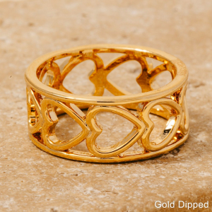 Gold Dipped Wide Heart Station Band Ring