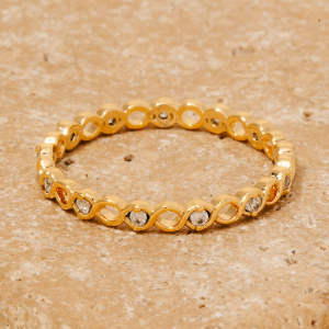 Gold Dipped Cz Station Band Ring