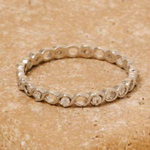 Gold Dipped Cz Station Band Ring