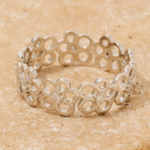 Gold Dipped Cz Studded Flower Chain Band Ring