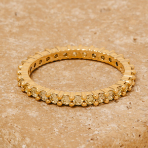 Gold Dipped Yellow Cz Station Band Ring