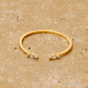Gold Dipped Double Marquise Cut Cz Open Band Ring