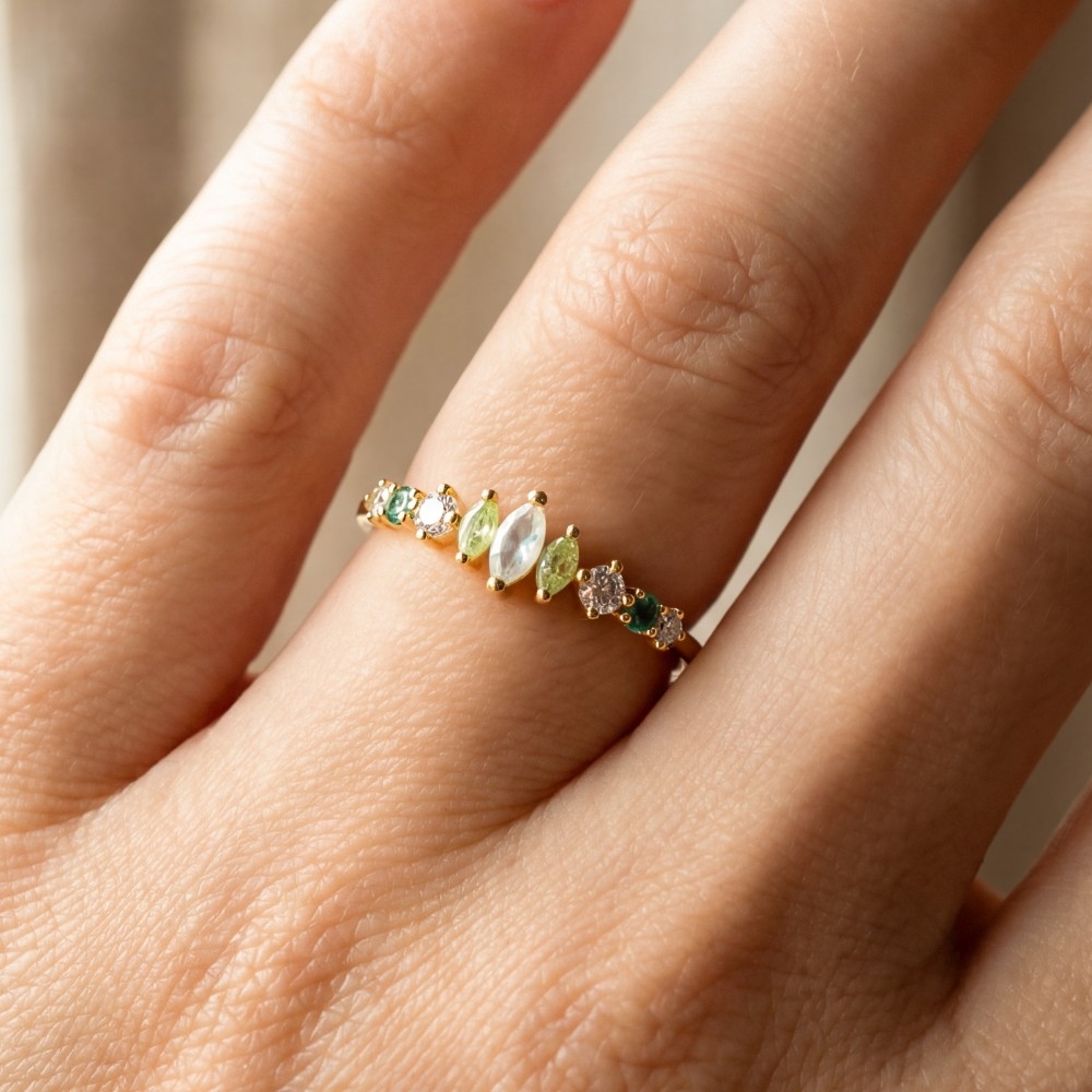 Gold Dipped Cz Rhinestone Ring