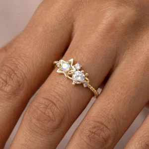 Gold Dipped Cz Star Ring