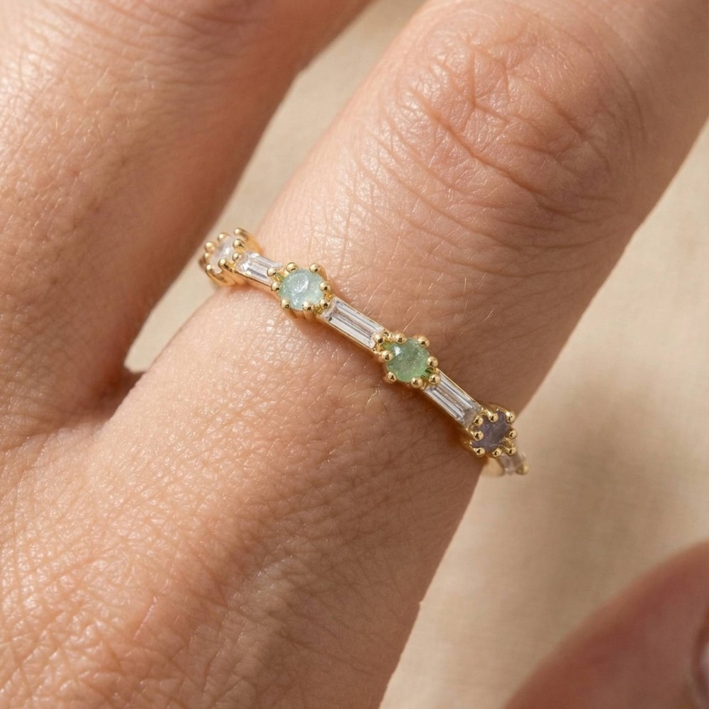 Gold Dipped Cz Baguette Delicate Ring