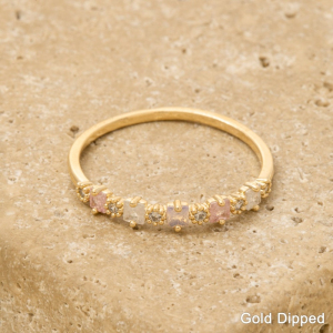 Gold Dipped Square Cz Studded Ring