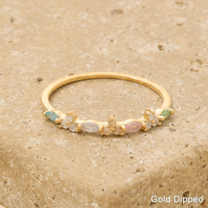 Gold Dipped Flower Cz Ring
