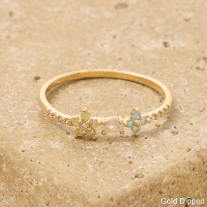 Gold Dipped Cz Flower Studded Ring