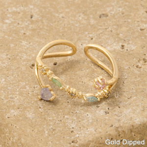 Gold Dipped Cz Ornate Fashion Ring