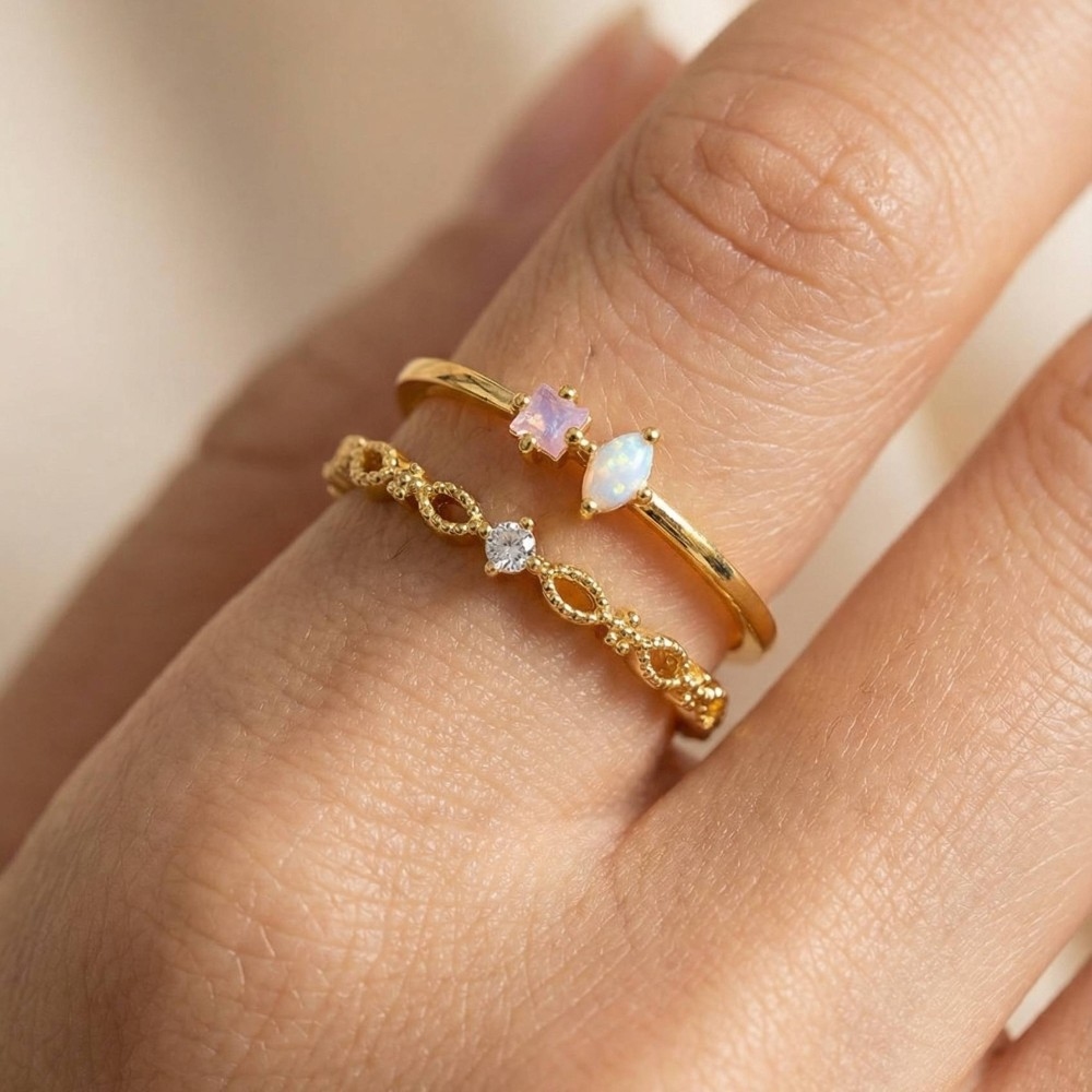Gold Dipped Double Row Cz Ring