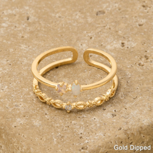 Gold Dipped Double Row Cz Ring