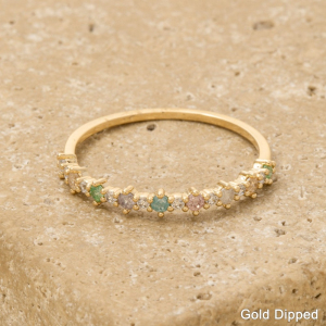 Gold Dipped Colorful Cz Ring