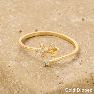 Gold Dipped Bow Ribbon Flower Ring