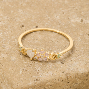 Gold Dipped Flower Heart Cz Ring