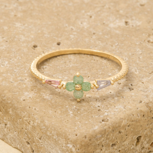 Gold Dipped Delicate Cz Flower Ring