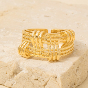 Intricate Weave Textured Open Band Ring