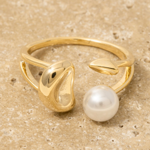 Pearl Stud Layered Open Band Ring