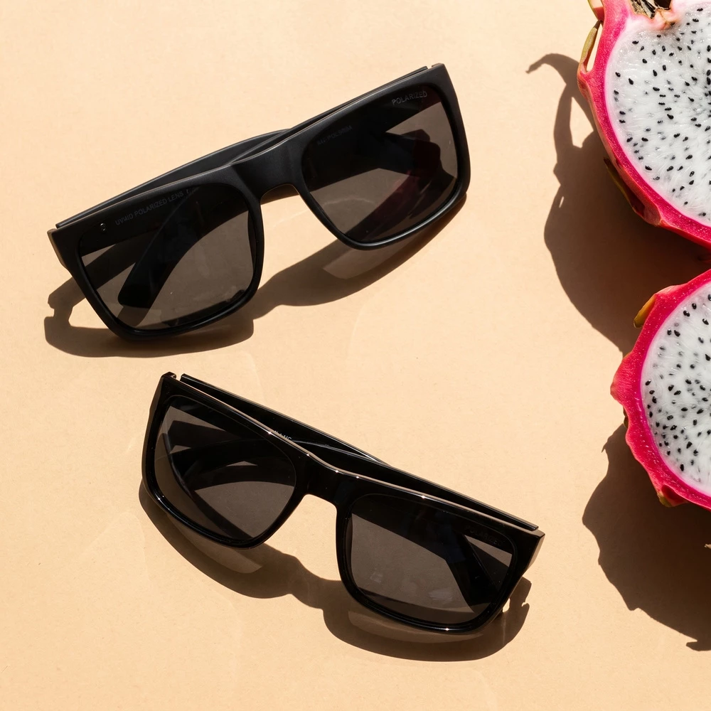 Thick Square Frame Polarized Sunglasses Set