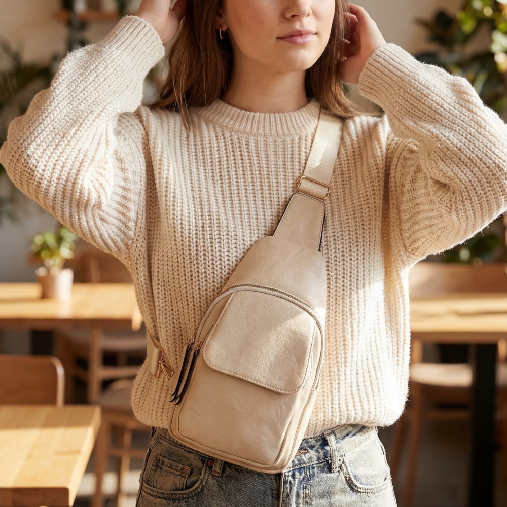 Vegan Leather Fashion Flap Sling Bag