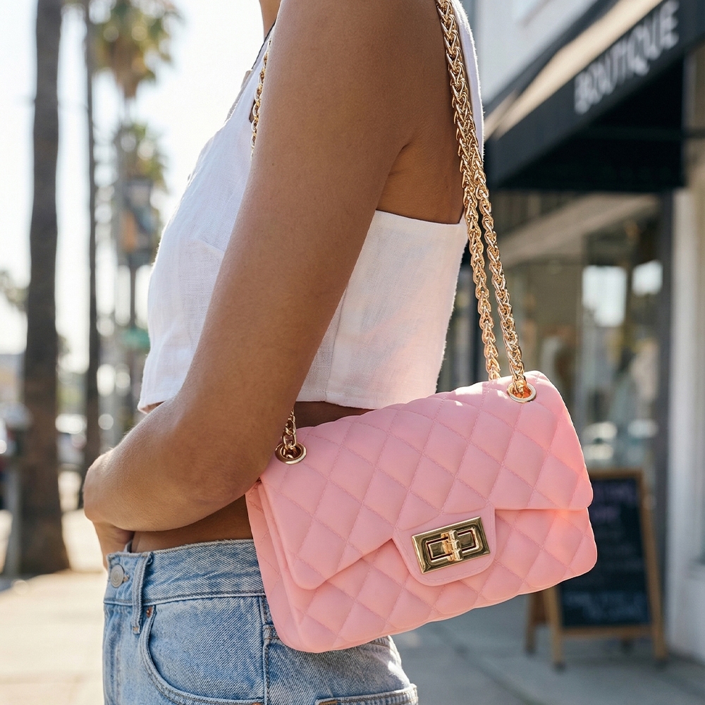 Quilt Embossed Jelly Candy Classic Hand Bag