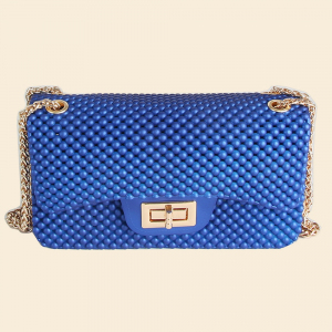Jelly Bead Mesh Turn Lock Crossbody Bag