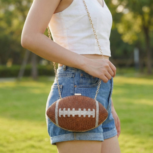 Rhinestone Encrusted Football Clutch Bag