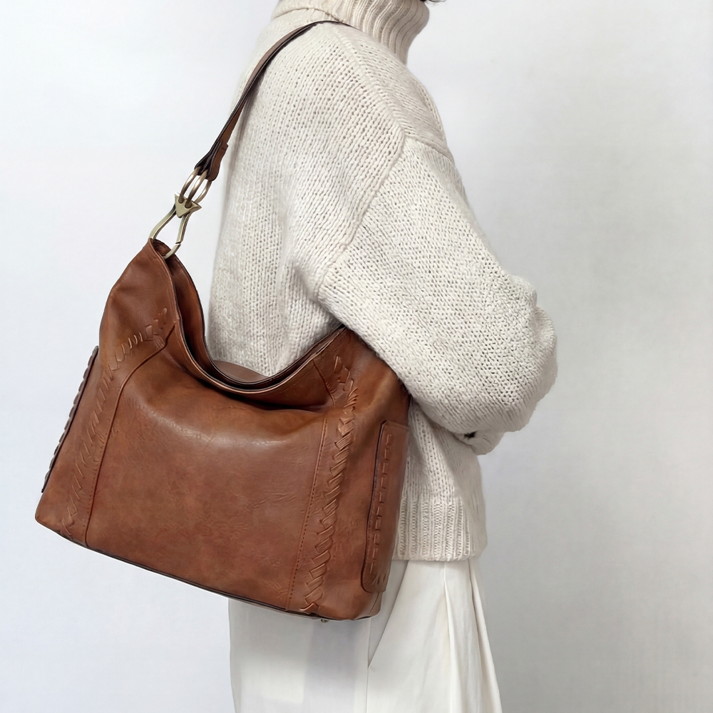 Fashion Whipstitch Bucket Shoulder Bag