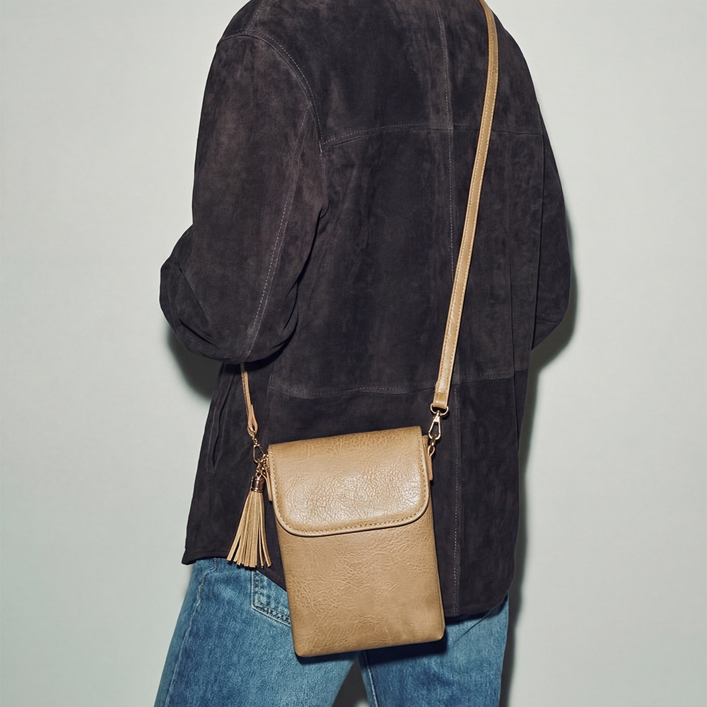 Tassel Zip Crossbody Bag Cell Phone Purse