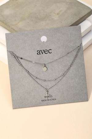 Dainty Layered Chain Cross Charm Necklace