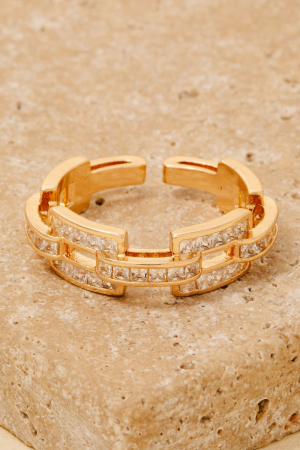 Pave Chain Link Open Band Ring