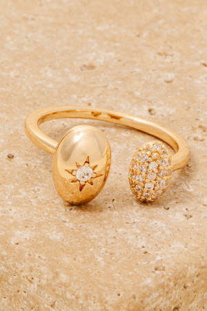 North Star Pave Oval Ends Open Band Ring