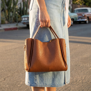 Textured Faux Leather Hobo Shoulder Bag
