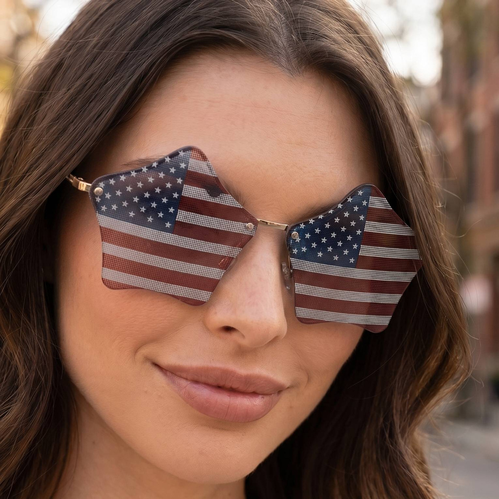 Patriotic Star Shaped American Flag Sunglasses