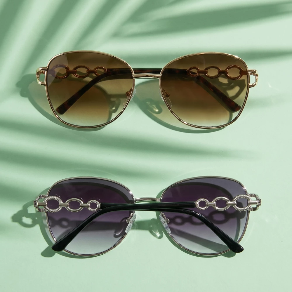 Chain Detail Metal Frame Sunglasses