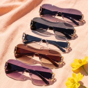 Rimless Shield Single Lens Buckle Sunglasses