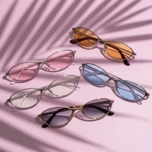 Slim Oval Metal Frame Retro Sunglasses