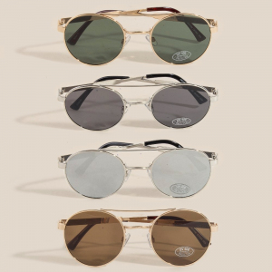 Metallic Frame Aviator Sunglasses Set