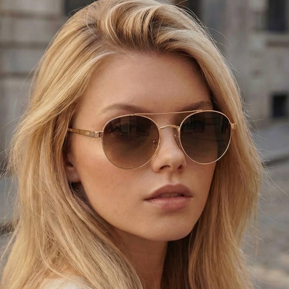 Metallic Frame Aviator Sunglasses Set