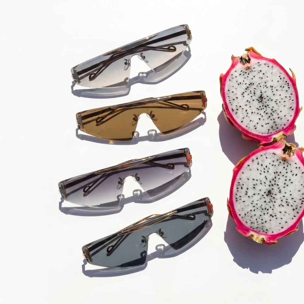 Rimless Angular Shield Sunglasses