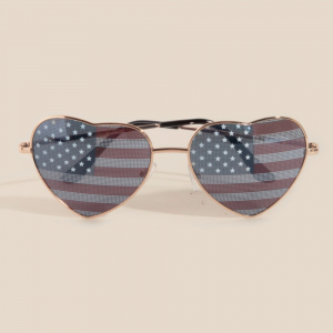 USA American Flag Heart Lens Sunglasses Set