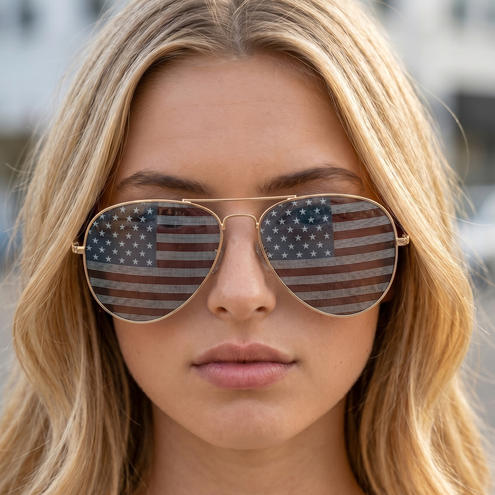 Patriotic Aviator American Flag Sunglasses