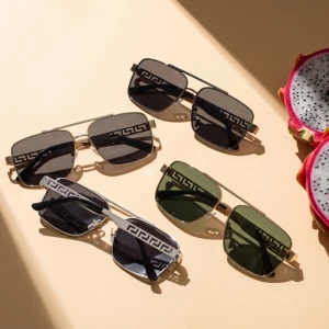Square Lens Double Bridge Aviator Sunglasses